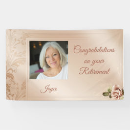 Elegant Champaign Floral Retirement Banner