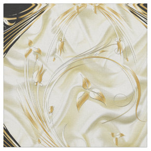 Elegant Champane Silk & Gold abstracte bloemen Stof