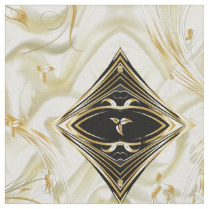 Elegant Champane Silk & Gold abstracte flower Fabr Stof