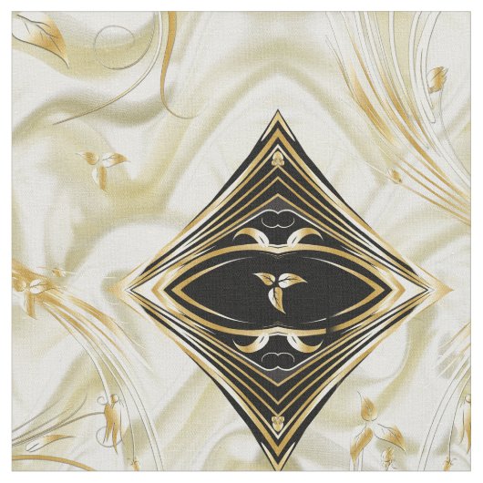 Elegant Champane Silk & Gold abstracte flower Fabr Stof (Close Up)