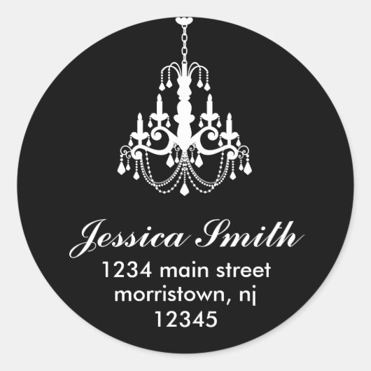 Elegant Chandelier Adresetiketten Ronde Sticker (Voorkant)