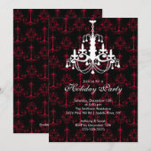 Elegant Chandelier Black Holiday Party Uitnodiging (Voorkant / Achterkant)