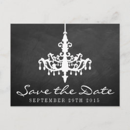 Elegant Chandelier Chalkboard Wedding Collectie Aankondigingskaart