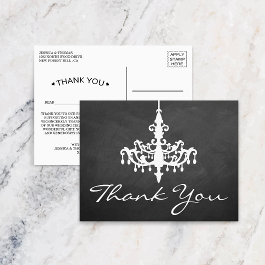 Elegant Chandelier Chalkboard Wedding Collectie Briefkaart