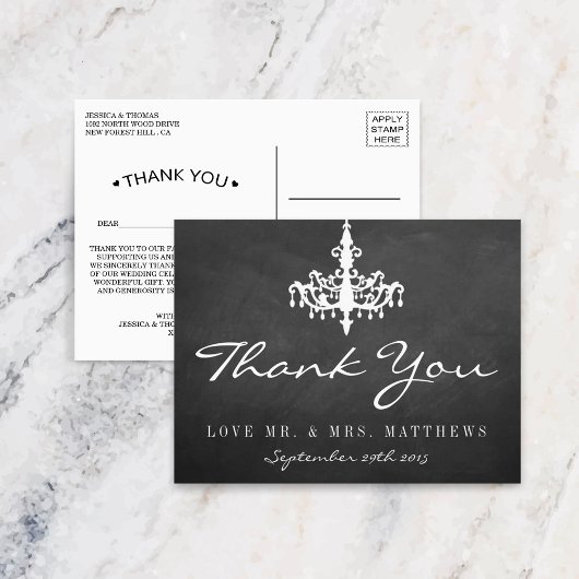 Elegant Chandelier Chalkboard Wedding Collectie Briefkaart