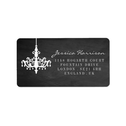 Elegant Chandelier Chalkboard Wedding Collectie Etiket (Voorkant)
