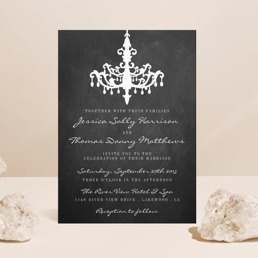 Elegant Chandelier Chalkboard Wedding Collectie Kaart