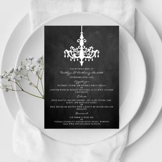 Elegant Chandelier Chalkboard Wedding Collectie Menu