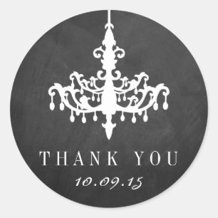 Elegant Chandelier Chalkboard Wedding Collectie Ronde Sticker