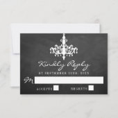 Elegant Chandelier Chalkboard Wedding Collectie RSVP Kaartje (Voorkant)