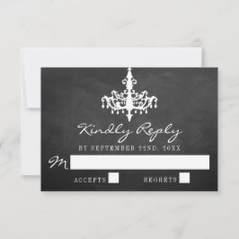 Elegant Chandelier Chalkboard Wedding Collectie RSVP Kaartje