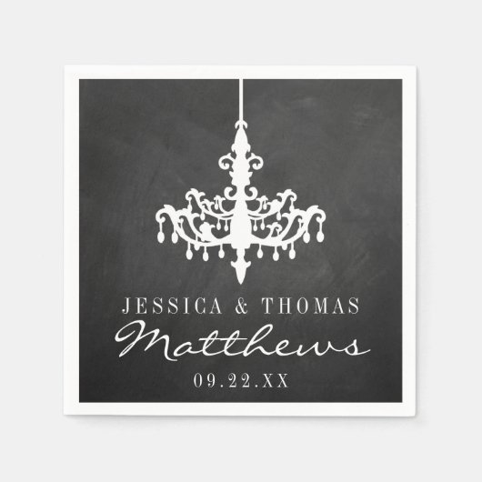 Elegant Chandelier Chalkboard Wedding Collectie Servet (Voorkant)