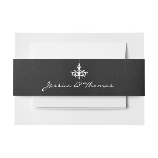 Elegant Chandelier Chalkboard Wedding Collectie Uitnodigingen Wikkel (Voorkant Voorbeeld)