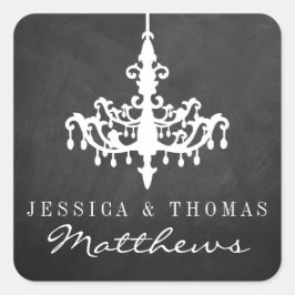Elegant Chandelier Chalkboard Wedding Collectie Vierkante Sticker