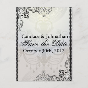 Elegant Chandelier & Flourishes Save the Date Aankondigingskaart