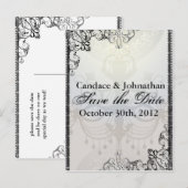 Elegant Chandelier & Flourishes Save the Date Aankondigingskaart (Voorkant / Achterkant)