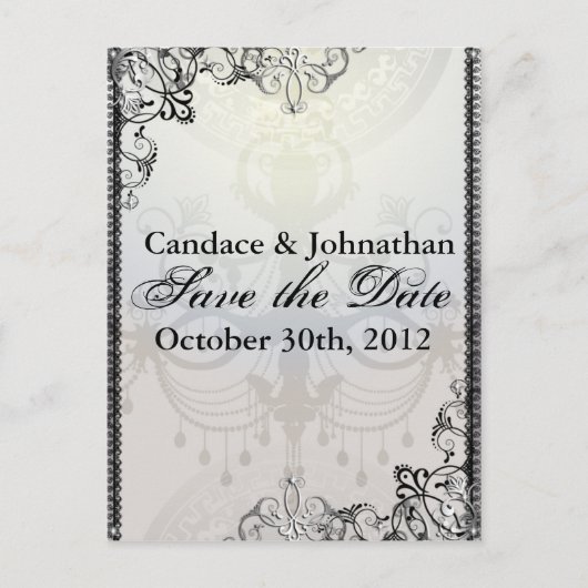 Elegant Chandelier & Flourishes Save the Date Aankondigingskaart (Voorkant)