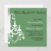 Elegant Chandelier Housewarming Party Invitation Kaart (Voorkant / Achterkant)