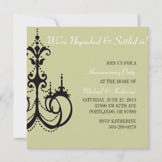 Elegant Chandelier Housewarming Party Invitation Kaart (Voorkant)