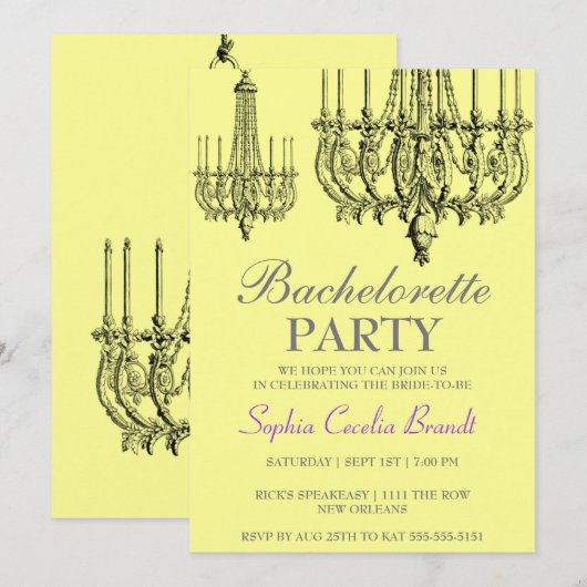 Elegant Chandelier Party Invitation Kaart (Voorkant / Achterkant)