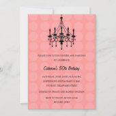 Elegant Chandelier Party Invitation - Pink Kaart (Voorkant)