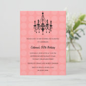 Elegant Chandelier Party Invitation - Pink Kaart (Staand voorkant)