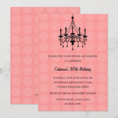 Elegant Chandelier Party Invitation - Pink Kaart (Voorkant / Achterkant)