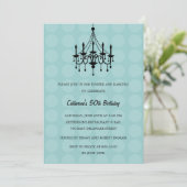 Elegant Chandelier Party Invitation - Turquoise Kaart (Staand voorkant)