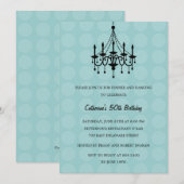 Elegant Chandelier Party Invitation - Turquoise Kaart (Voorkant / Achterkant)