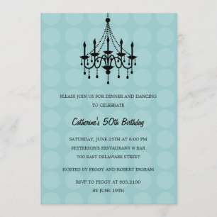 Elegant Chandelier Party Invitation - Turquoise Kaart