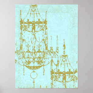Elegant Chandelier  Patina Poster Print