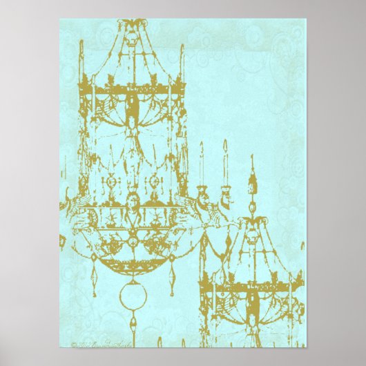 Elegant Chandelier  Patina Poster Print (Voorkant)