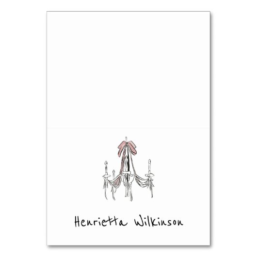 Elegant Chandelier Script Name Wedding place card Kaart (Voorkant)