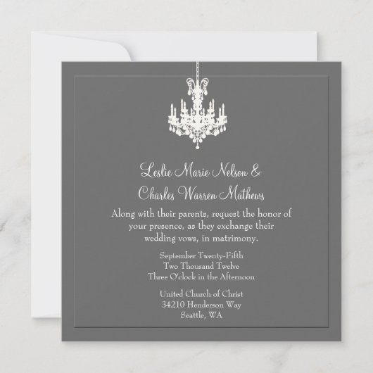 Elegant Chandelier Wedding Invitations Kaart (Voorkant)