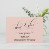 Elegant Change Plans Blush Wedding Announcement Kaart (Staand voorkant)