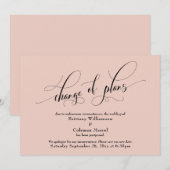 Elegant Change Plans Blush Wedding Announcement Kaart (Voorkant / Achterkant)