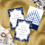 Elegant Chanoeka Party Menorah Patroon Kaart