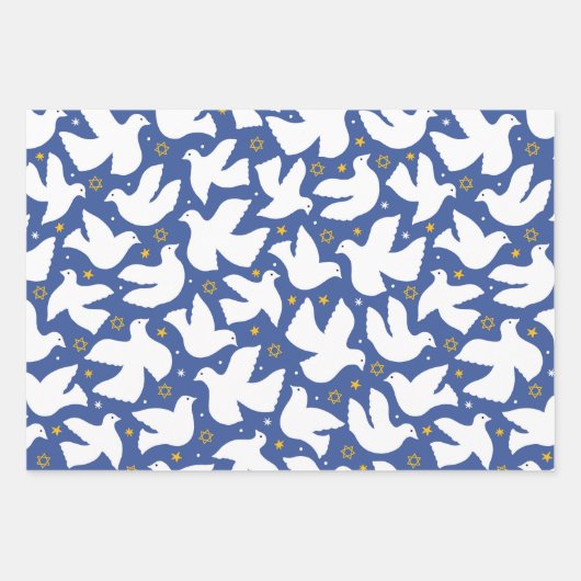Elegant Chanoeka Patroon Geel en Blauw Gift Inpakpapier Vel (Voorkant 3)
