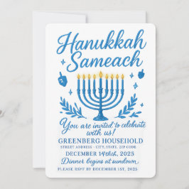 Elegant Chanoeka Sameach diner Kaart