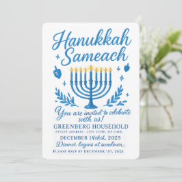 Elegant Chanoeka Sameach diner Kaart