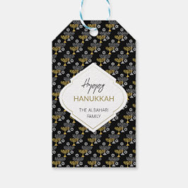 Elegant Chanoeka-vakantiepatroon Goud Cadeaulabel