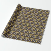 Elegant Chanoeka-vakantiepatroon Goud Cadeaupapier (Uitgerold)