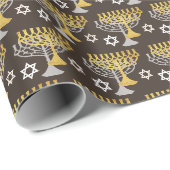 Elegant Chanoeka-vakantiepatroon Goud Cadeaupapier (Rol Hoek)