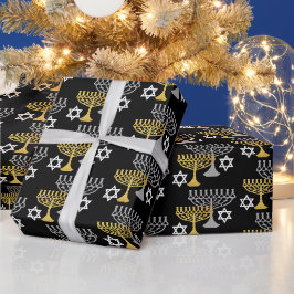 Elegant Chanoeka-vakantiepatroon Goud Cadeaupapier