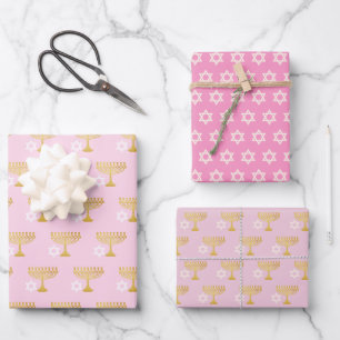 Elegant Chanoeka-vakantiepatroon Goud Inpakpapier Vel