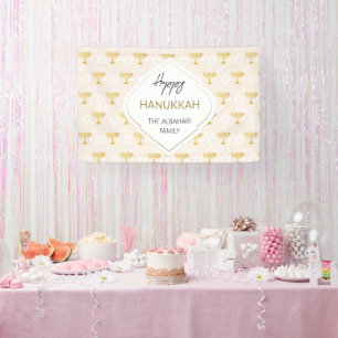 Elegant Chanoeka-vakantiepatroon Goud Spandoek