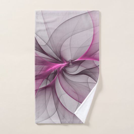 Elegant Chaos Modern Abstract Roze Fractal Art Bad Handdoek (Handdoek)