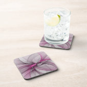 Elegant Chaos Modern Abstract Roze Fractal Art Bier Onderzetter (Rechterzijde)