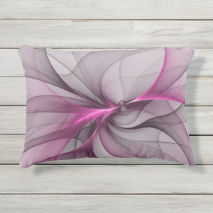 Elegant Chaos Modern Abstract Roze Fractal Art Buitenkussen