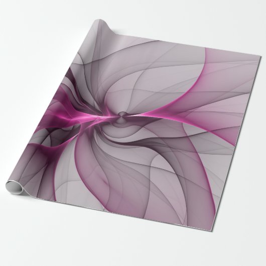 Elegant Chaos Modern Abstract Roze Fractal Art Cadeaupapier (Uitgerold)